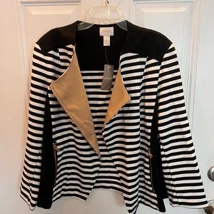 Chico’s black and white striped jacket size 2